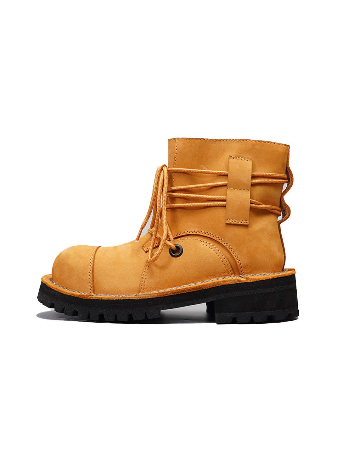 Two-Tone Leather Utility Ankle Boots