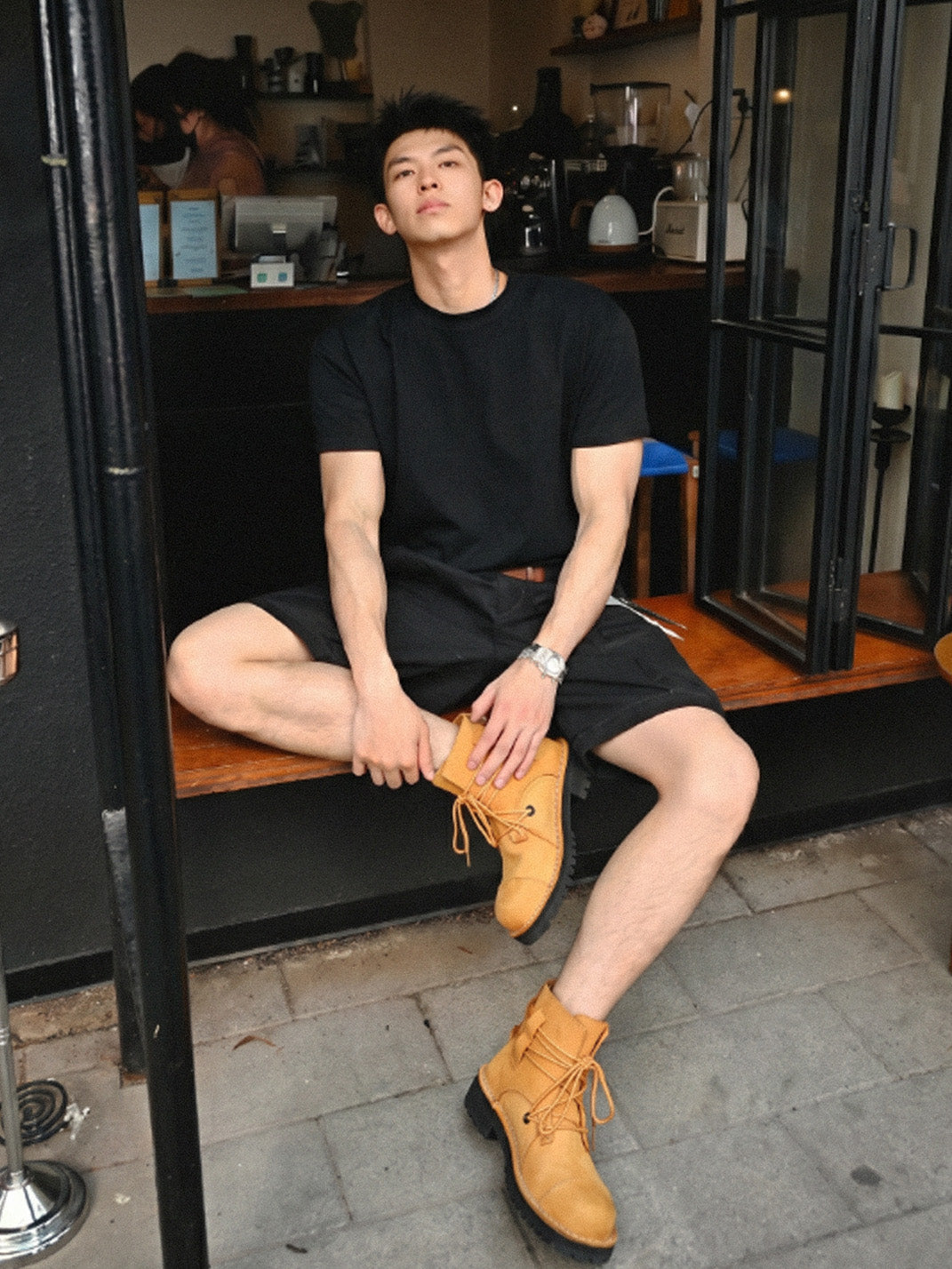 Two-Tone Leather Utility Ankle Boots - View 2