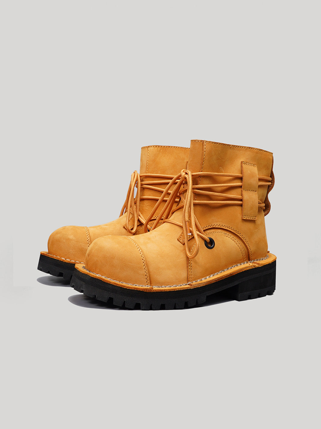 Two-Tone Leather Utility Ankle Boots - View 5
