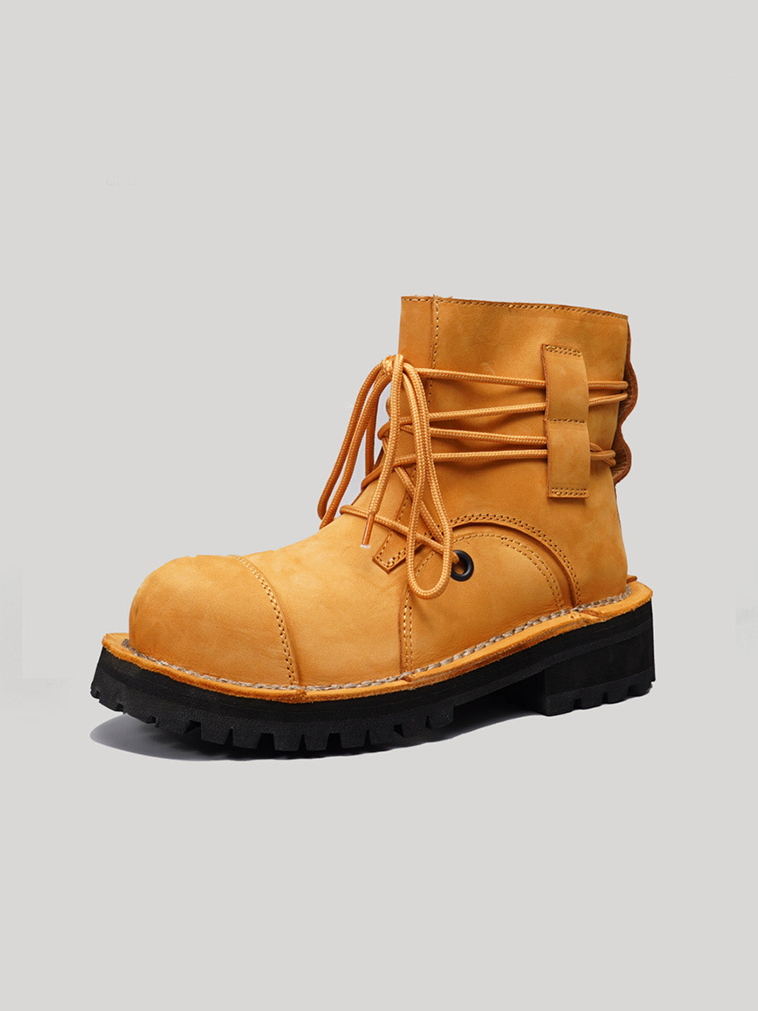 Two-Tone Leather Utility Ankle Boots - View 6
