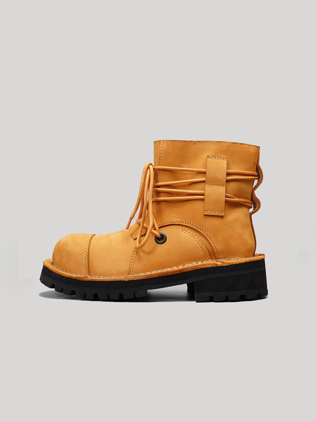 Two-Tone Leather Utility Ankle Boots - View 7