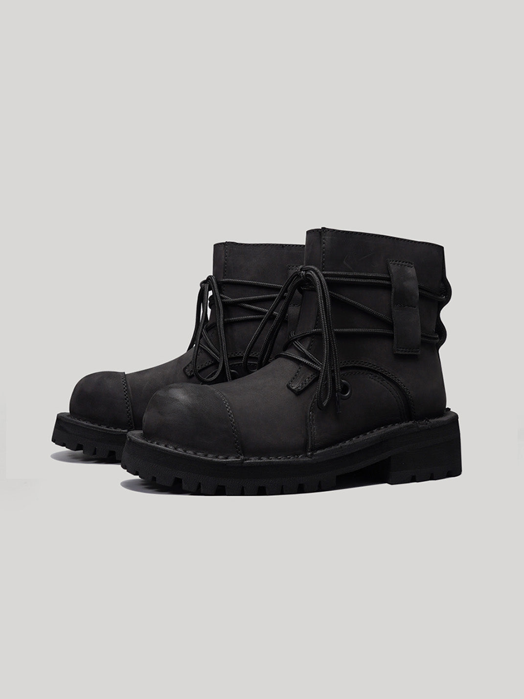 Two-Tone Leather Utility Ankle Boots - View 8
