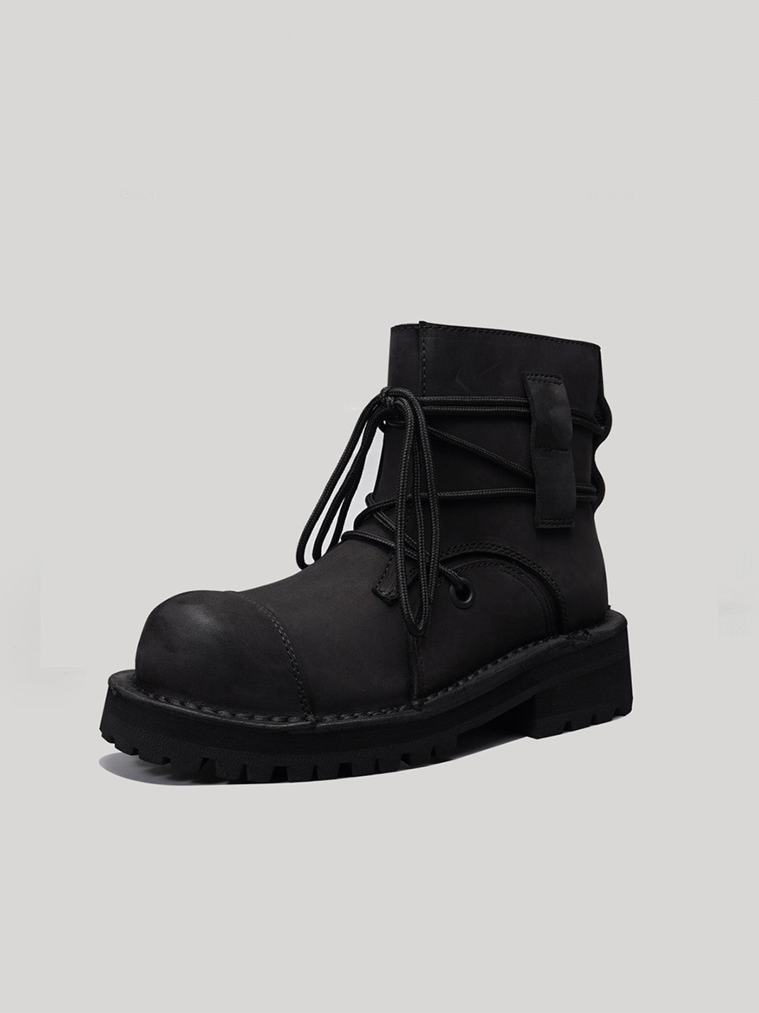 Two-Tone Leather Utility Ankle Boots - View 9