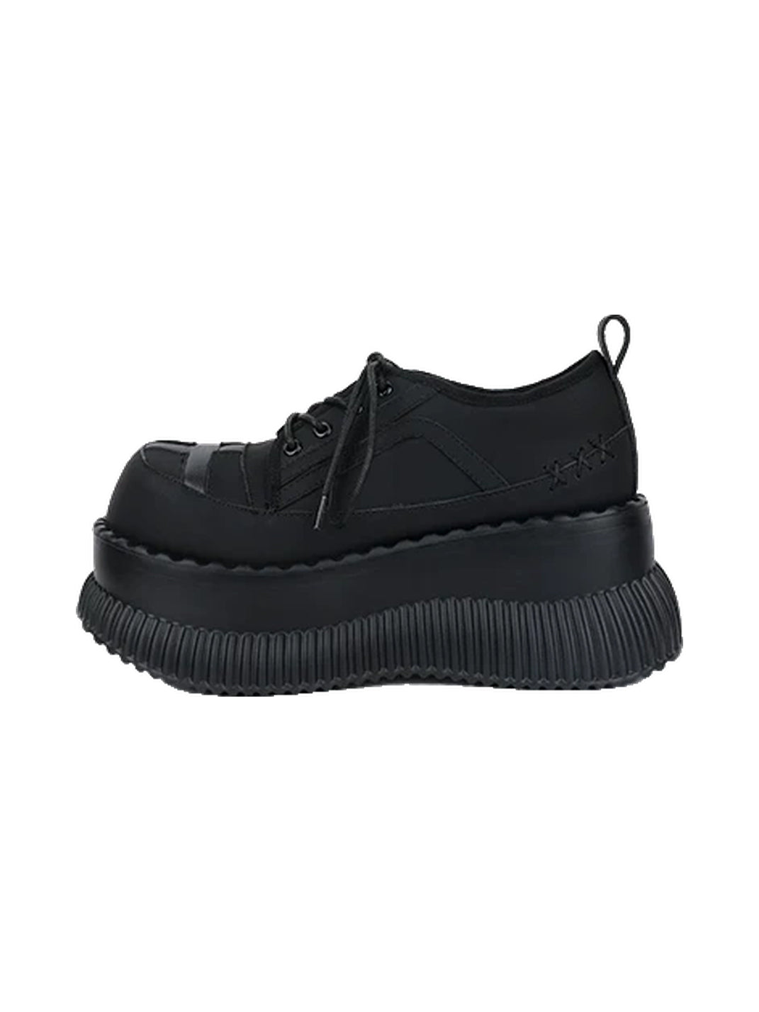 Cross-Toe Chunky Platform Lace-Up Shoes - product view