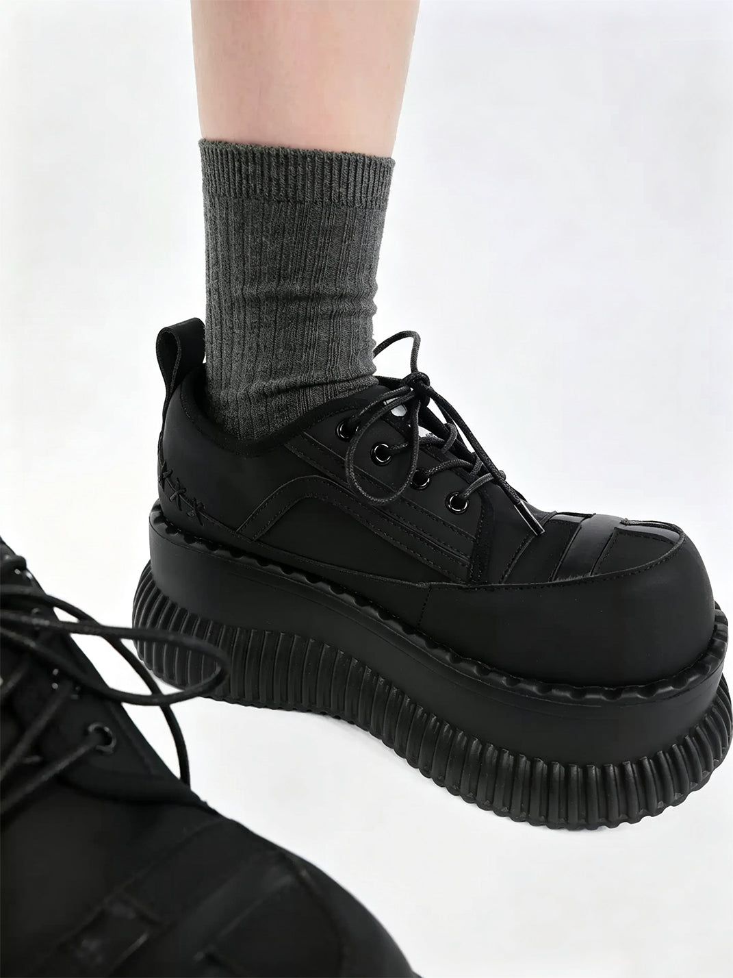 Cross-Toe Chunky Platform Lace-Up Shoes - view 5