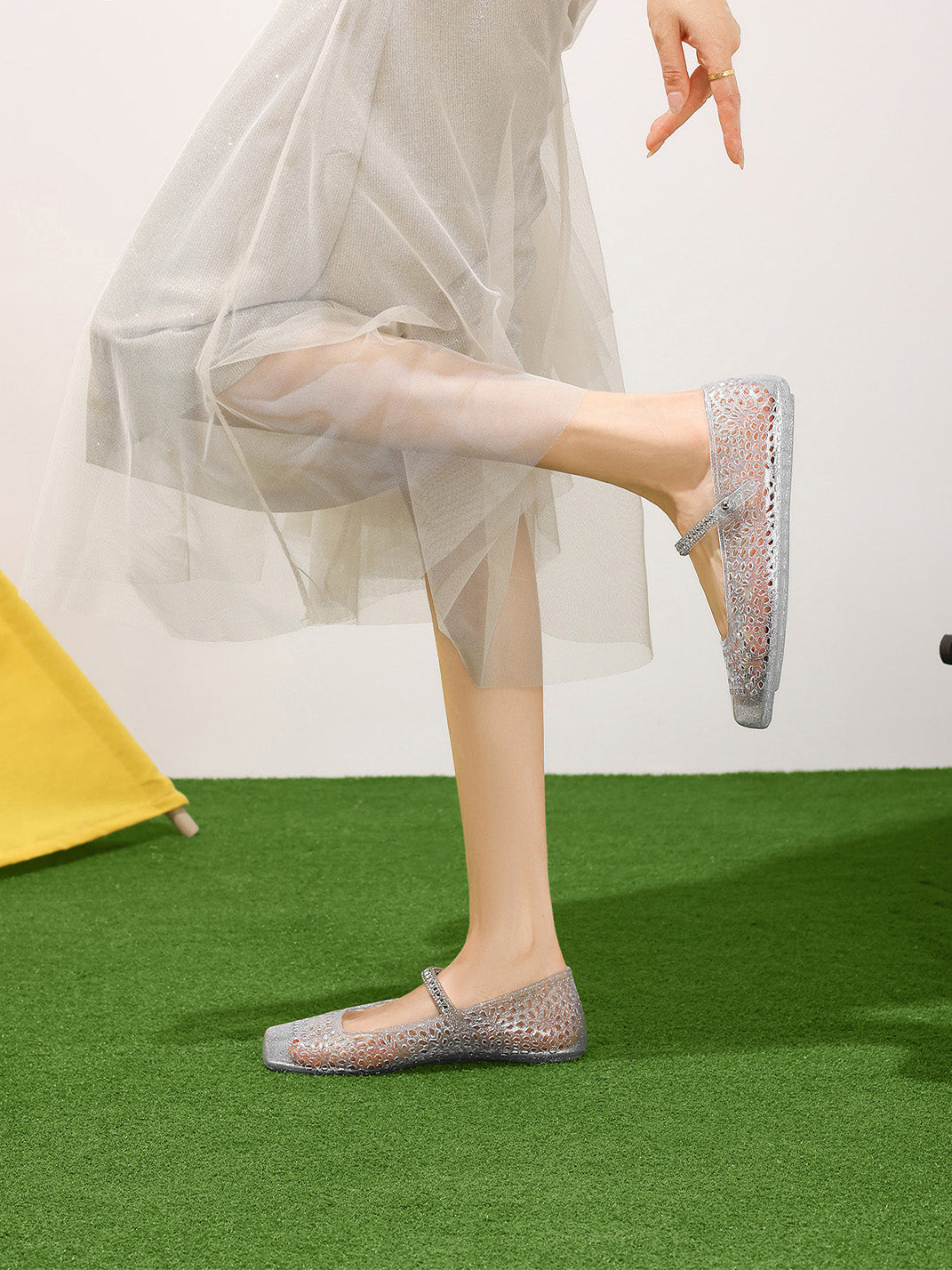 Crystal Glitter Mary Jane Ballet Flats - View 5