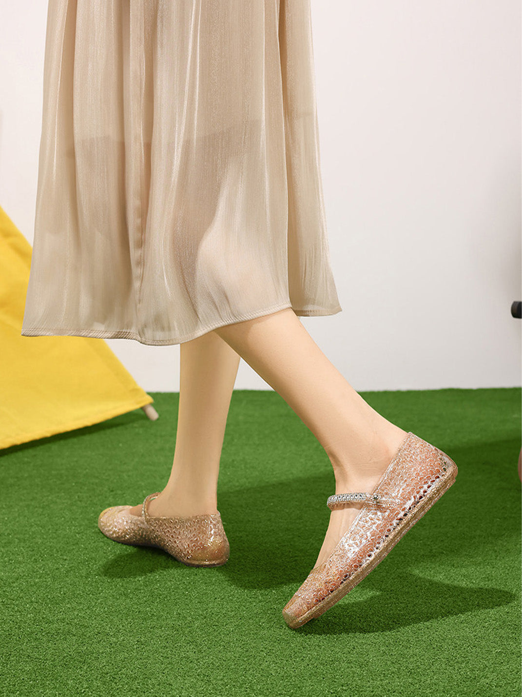 Crystal Glitter Mary Jane Ballet Flats - View 8