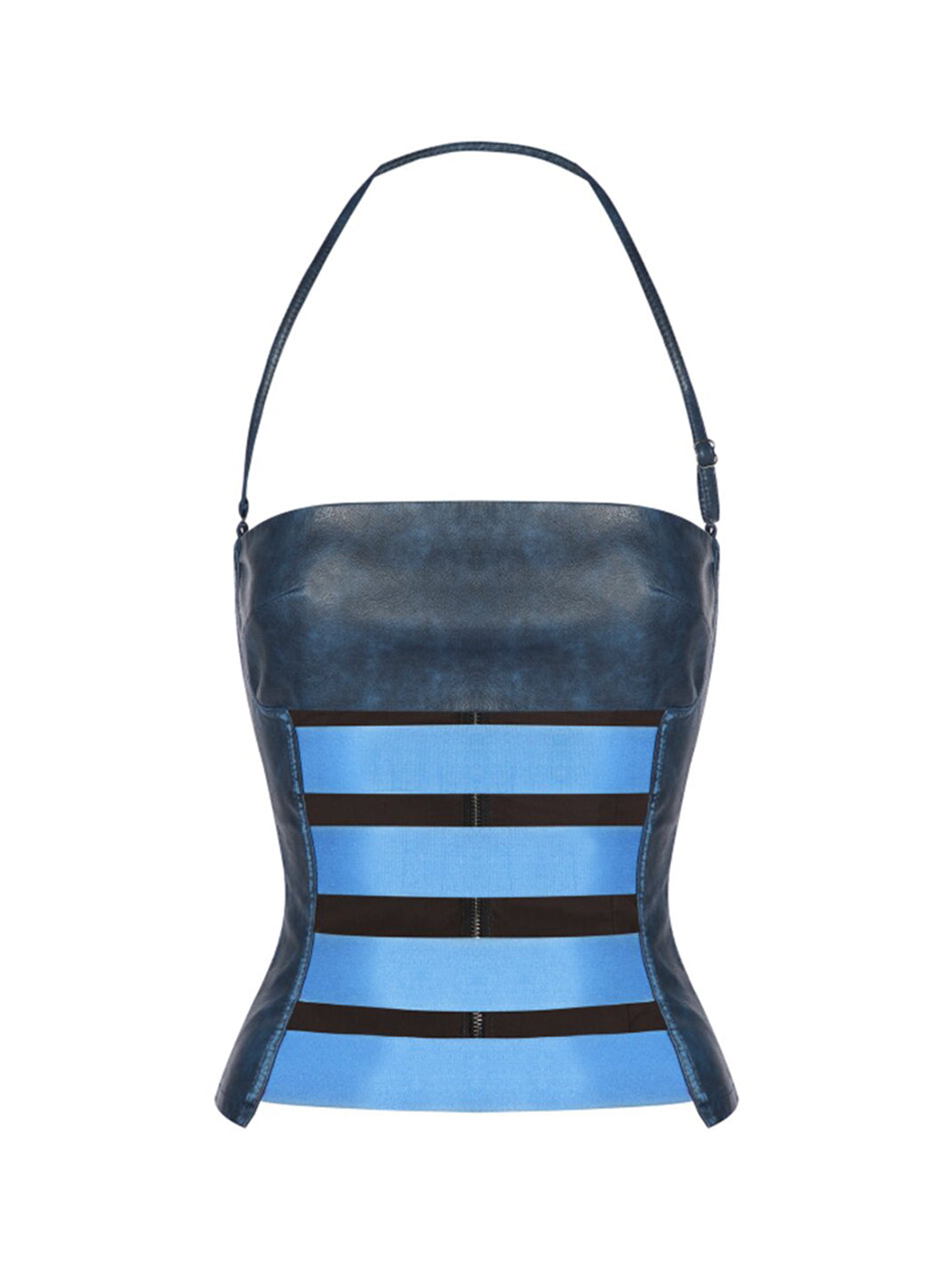 Blue Bandage Halter Corset Top