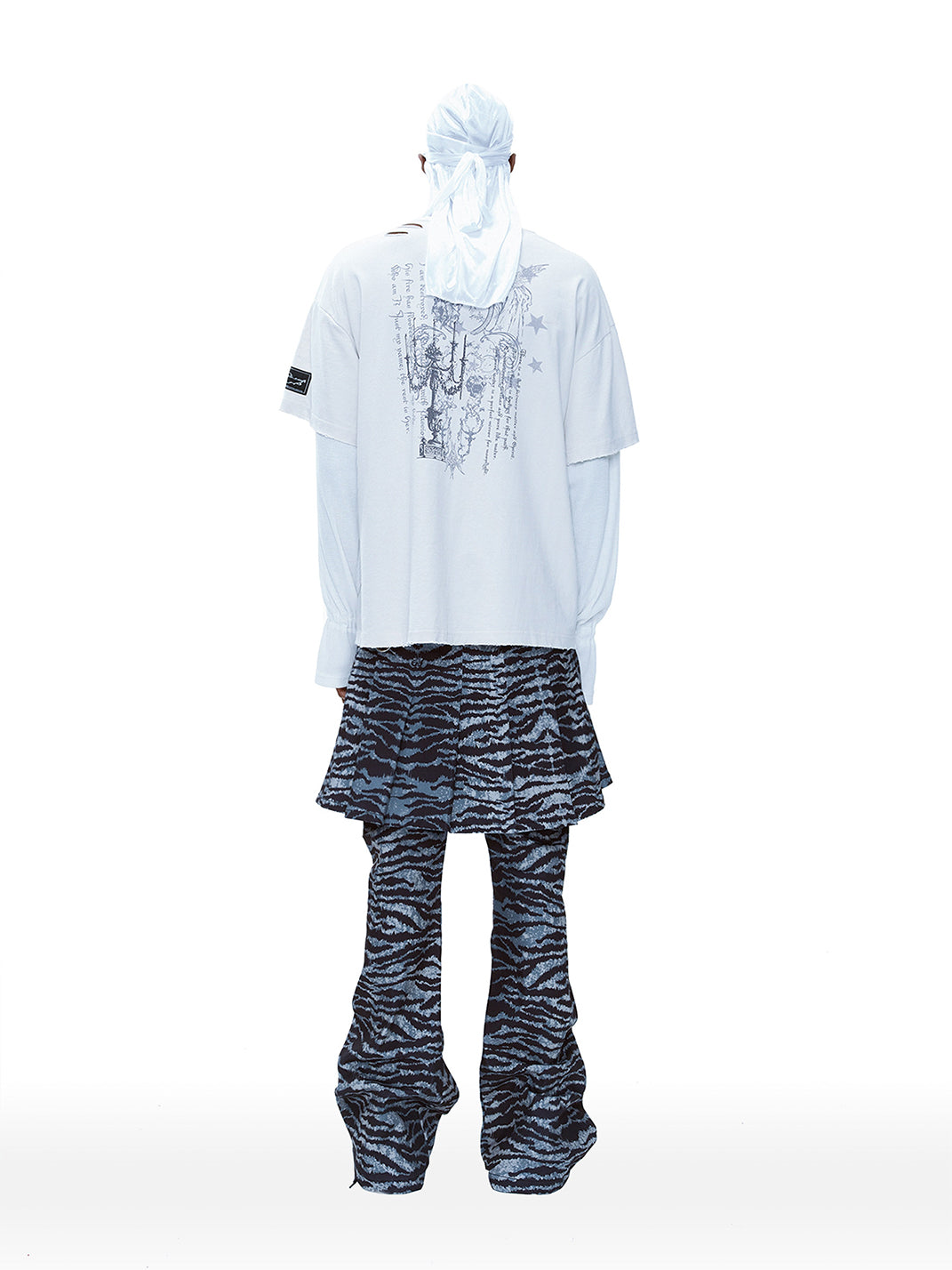 Tiger-Print Detachable Skirt-Flare Pants - View 8