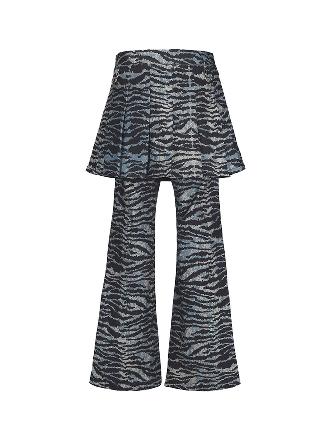 Tiger-Print Detachable Skirt-Flare Pants - View 9
