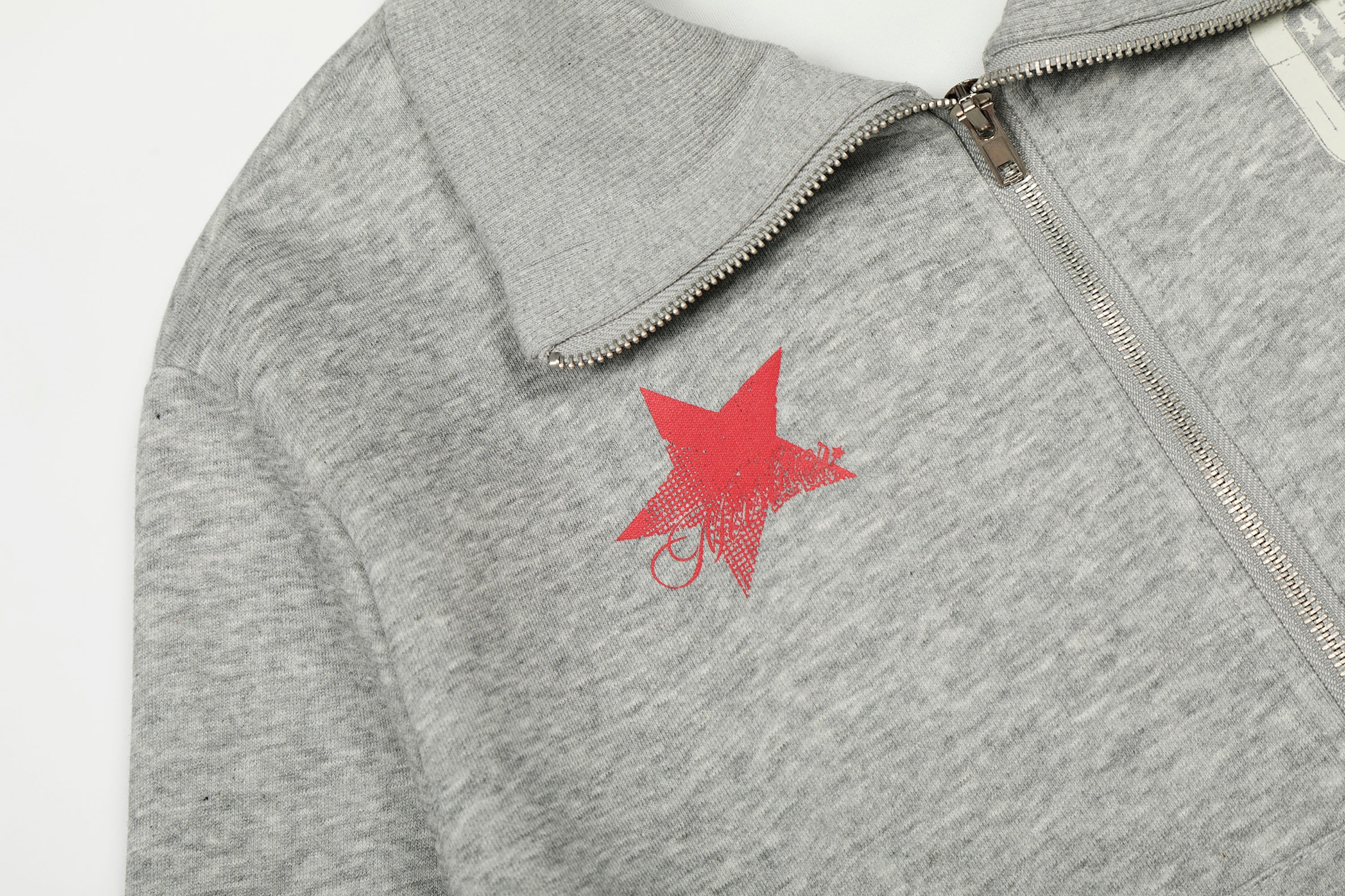 Star & 04 Graphic Zip-Up Sweatshirt