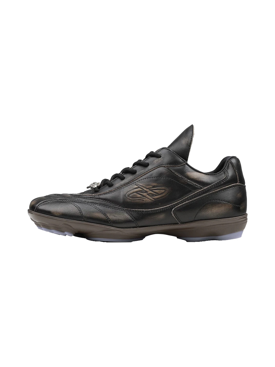 Hand-Distressed Leather Panel Low-Top Trainers - view 5