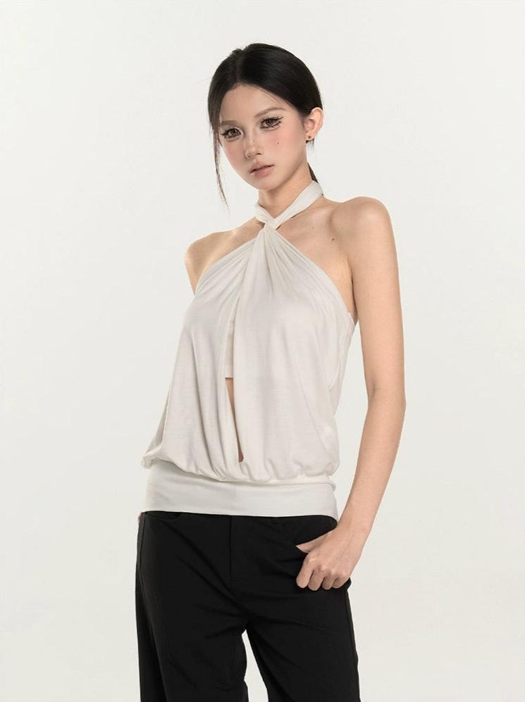 Twist Halter Neck Draped Top