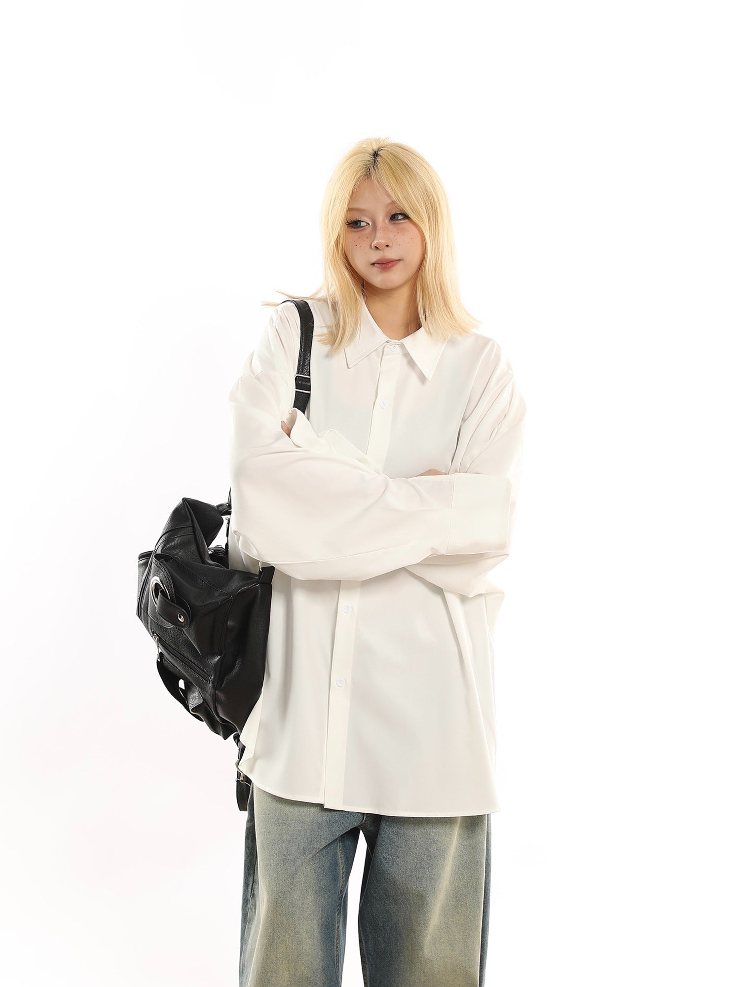 Oversized Button-Down Loose Drap Shirt