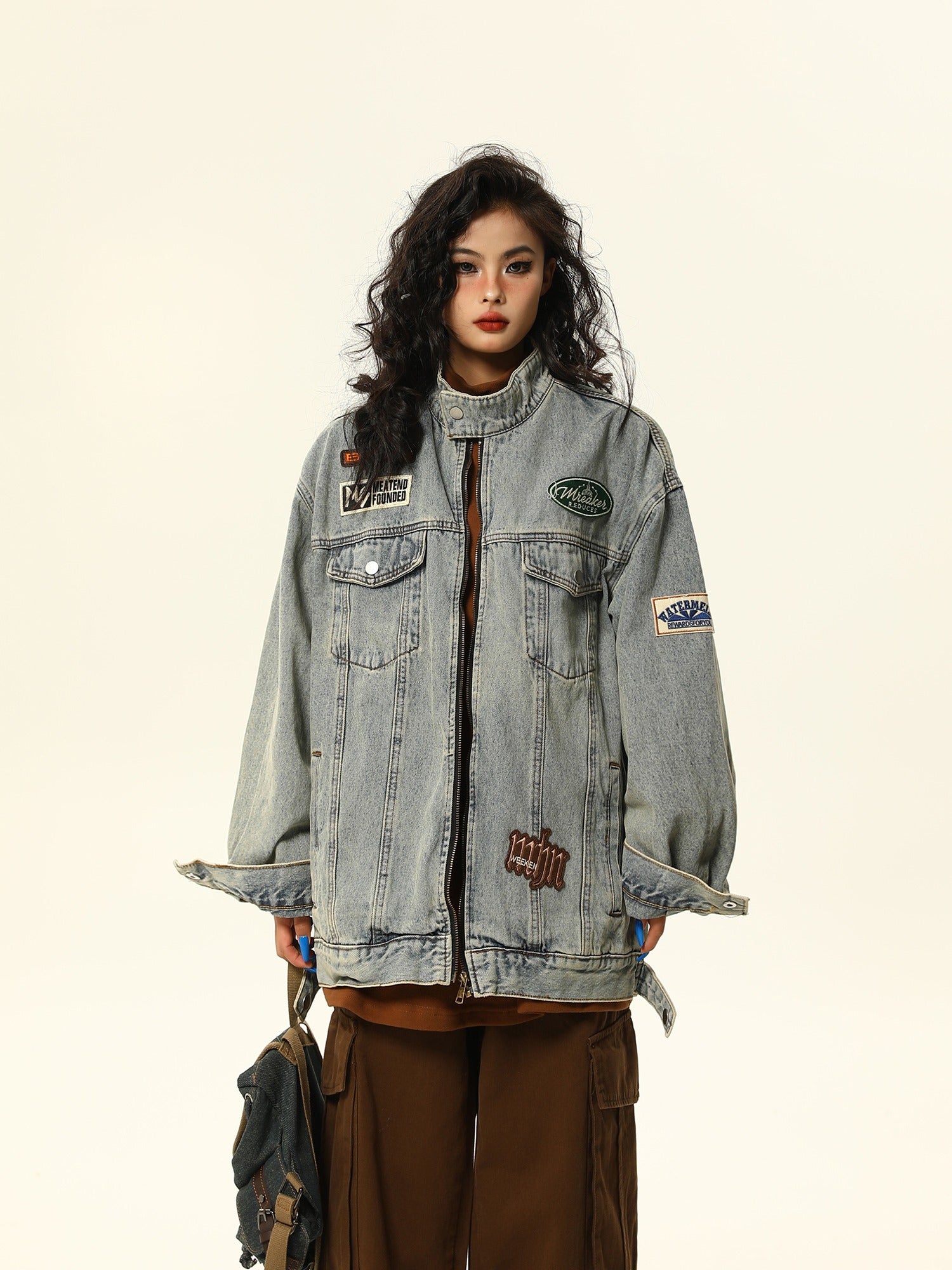 Oversized Vintage-Style Denim Jacket