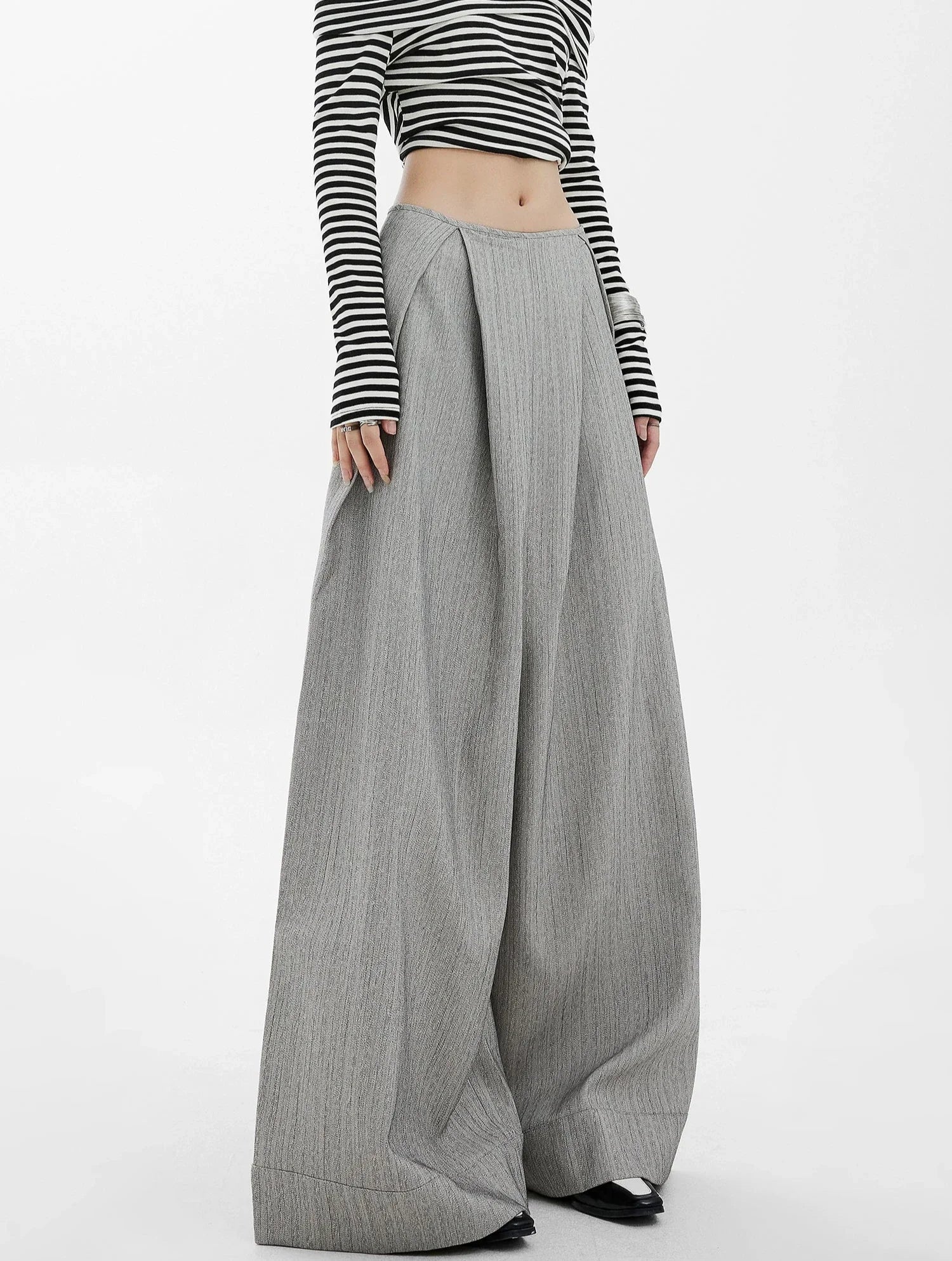 High-Waisted Grey Wide Leg Palazzo Pants