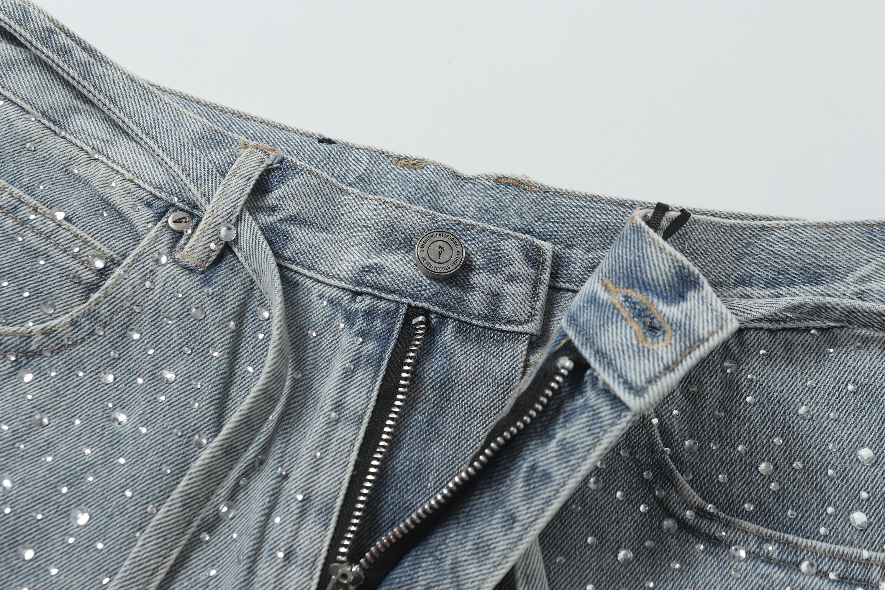 Rhinestone Studded Denim Shorts