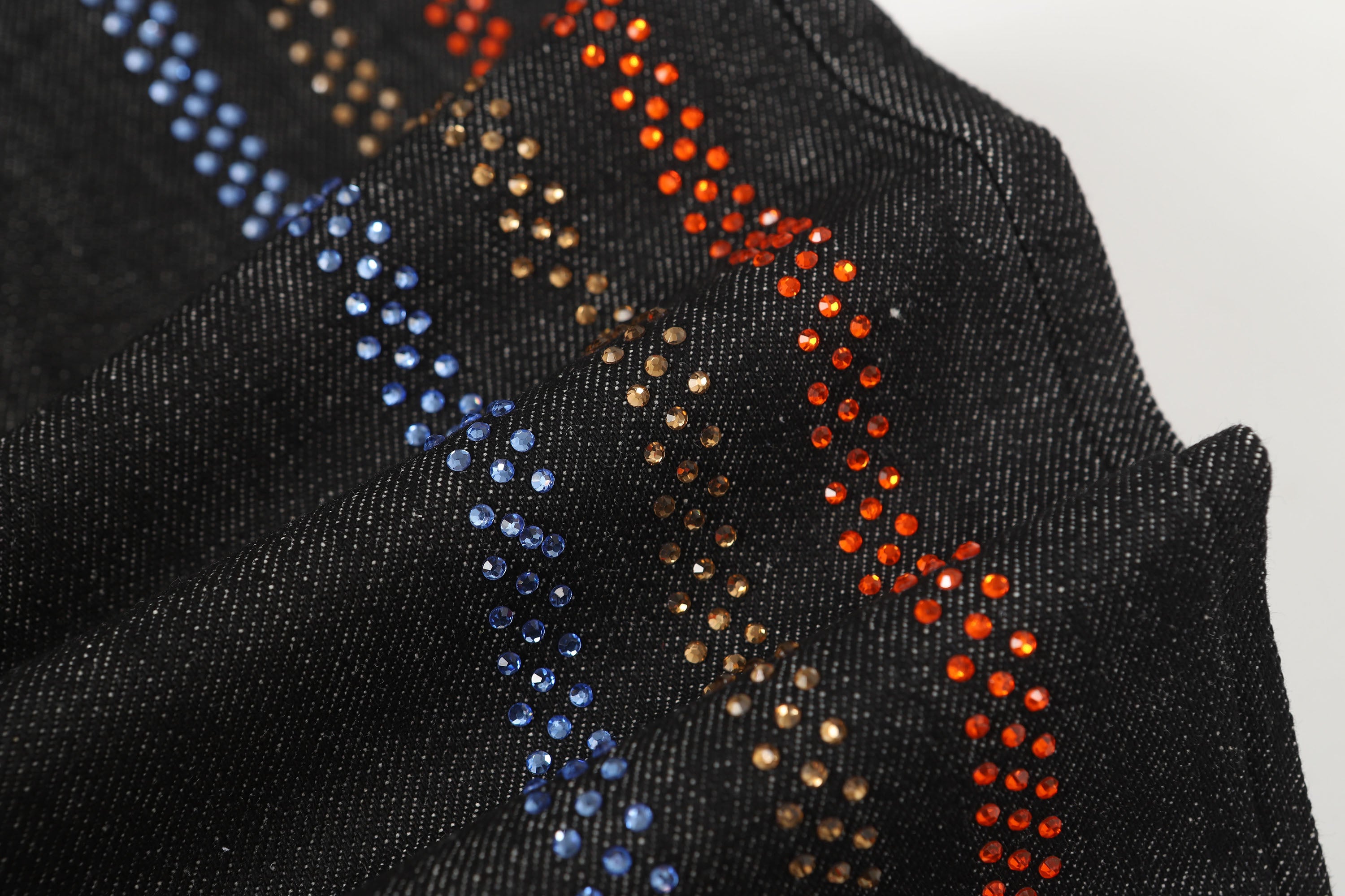 Black Rhinestone Embellished Wide-Leg Jeans