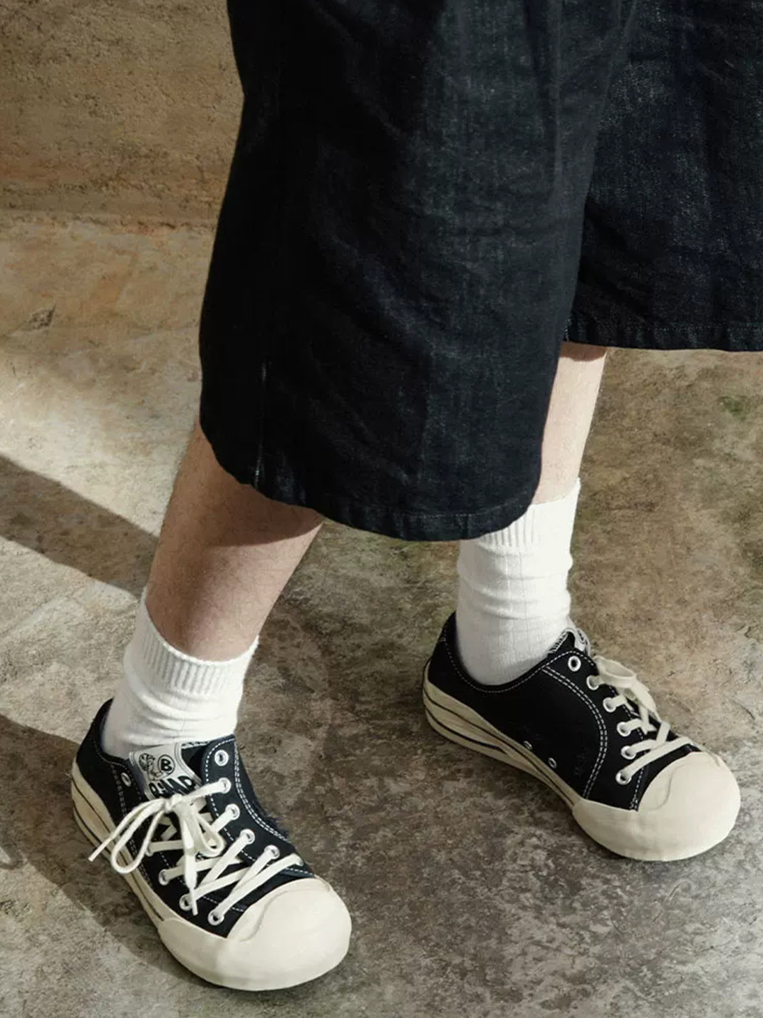 Layered-Sole Distressed Black Canvas Sneakers - view 3