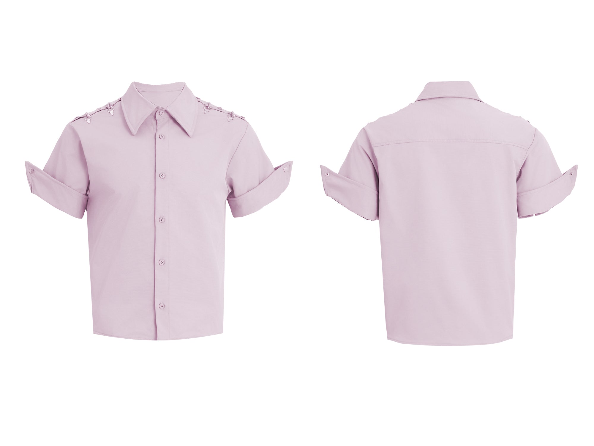 White Short Sleeve Button-Up Shirt