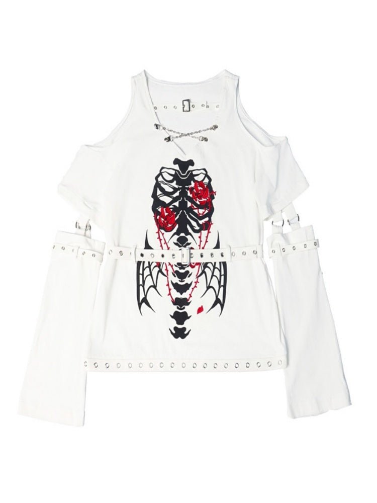 Skeleton Wings Cold Shoulder Top