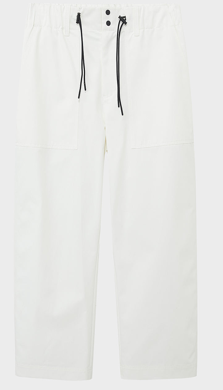 Wide Relaxed Straight-Cut Cropped/Mid-Length Pants