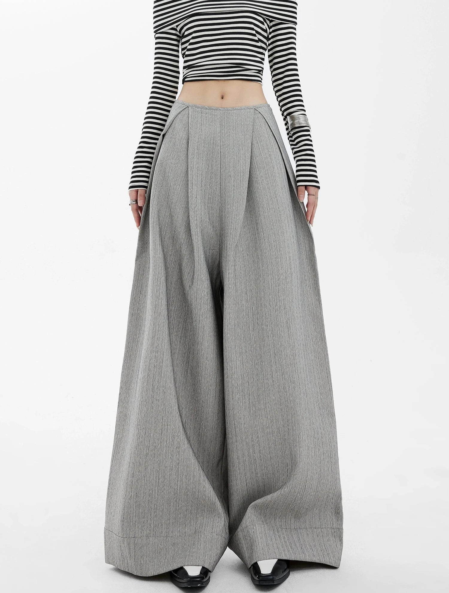 High-Waisted Grey Wide Leg Palazzo Pants