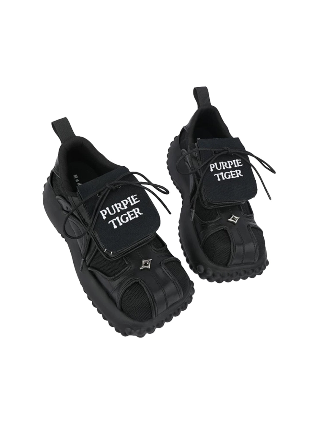 Foldover-Tongue Black Chunky Platform Sneakers - view 8