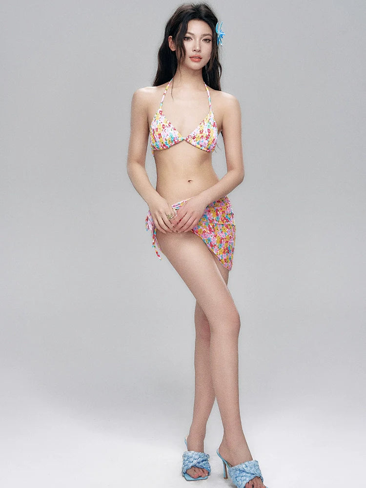 Floral Print Wrap Bikini Set