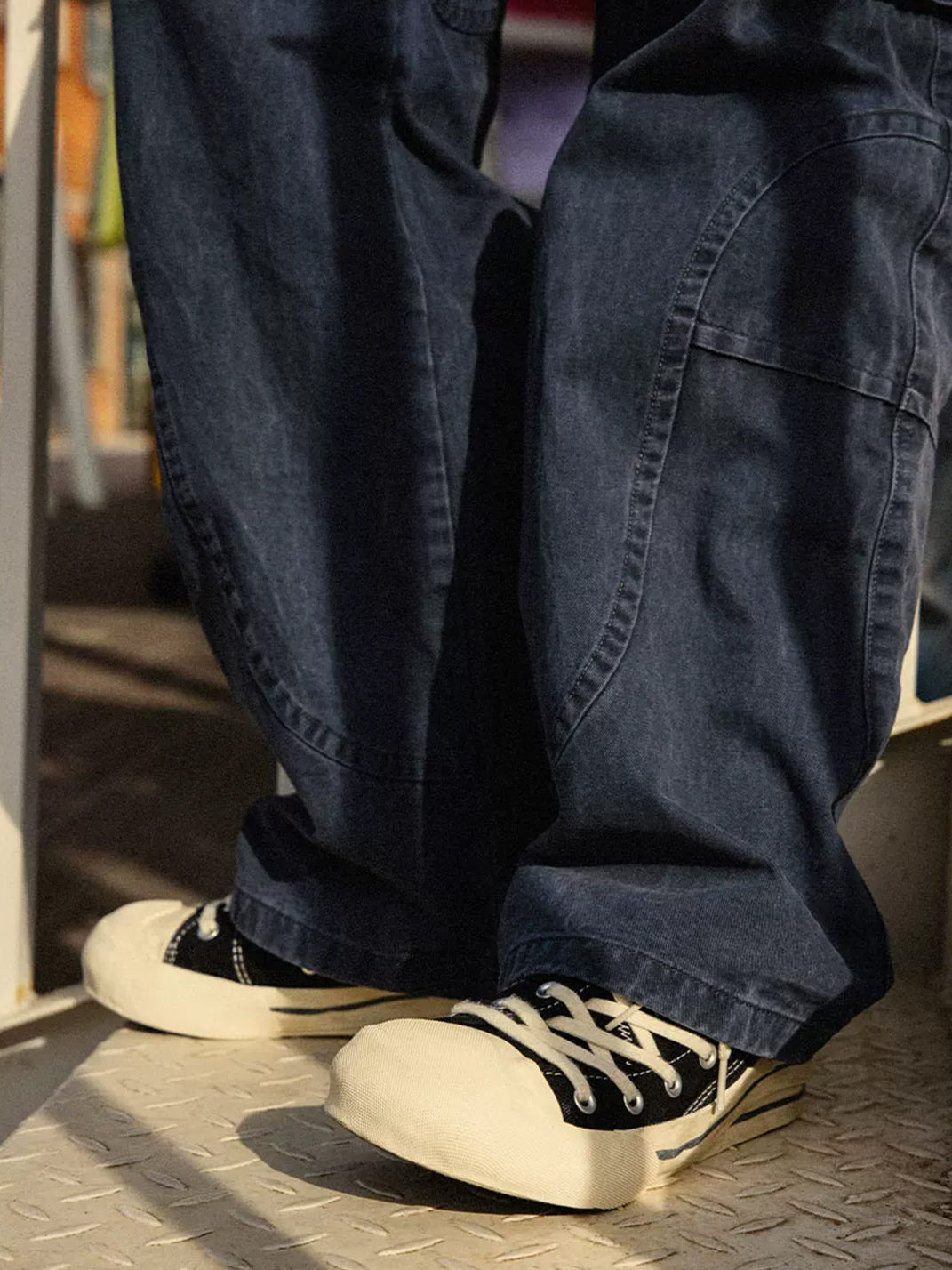 Layered-Sole Distressed Black Canvas Sneakers - view 2