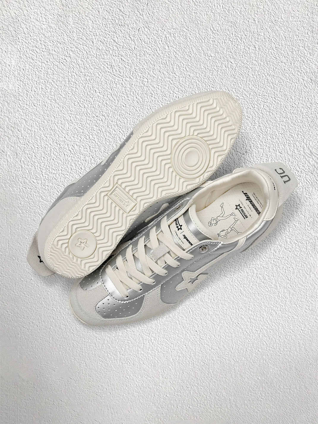 Soft-Silver Star-Panel Low-Profile Sneakers - view 7