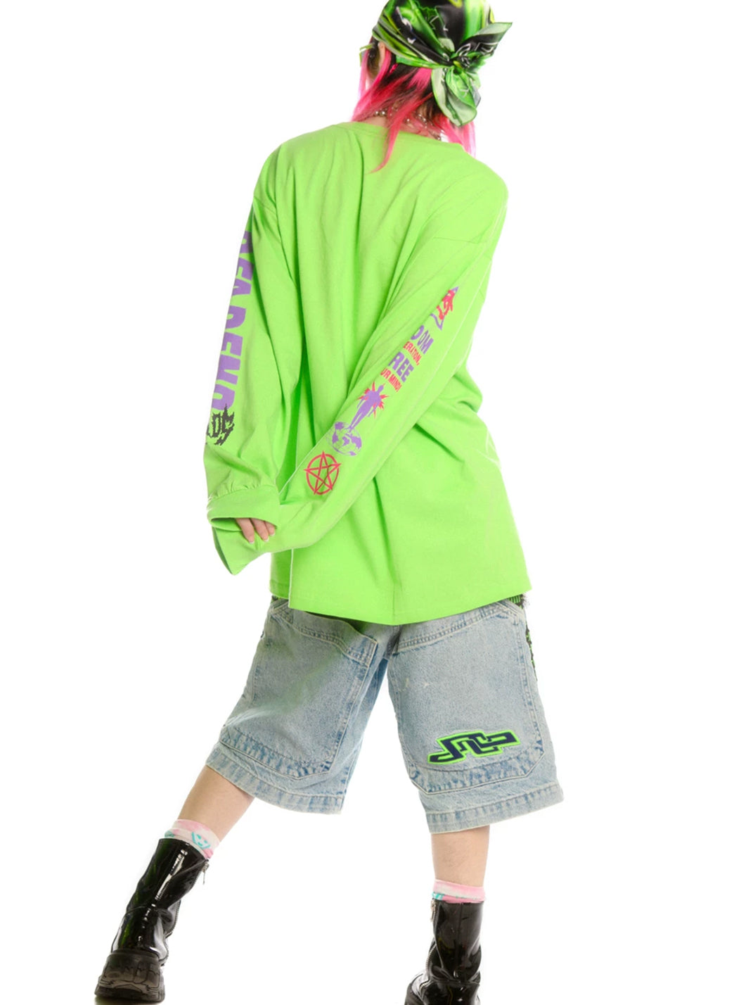 Neon Alien Graphic Oversized Sweatshirt - View 4