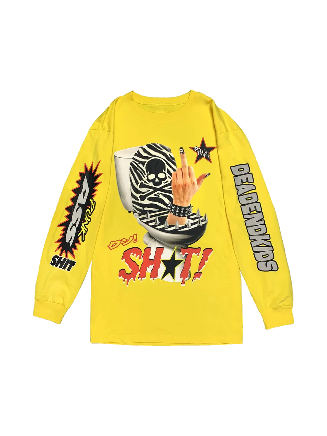 Punk Skull Graphic Oversized Long-Sleeve T-Shirt - View 2
