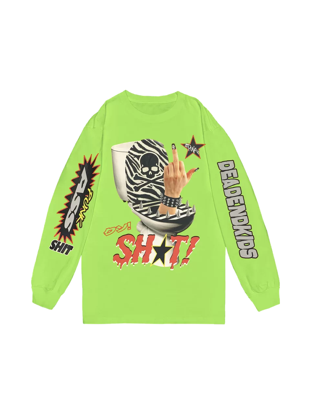 Punk Skull Graphic Oversized Long-Sleeve T-Shirt - View 5