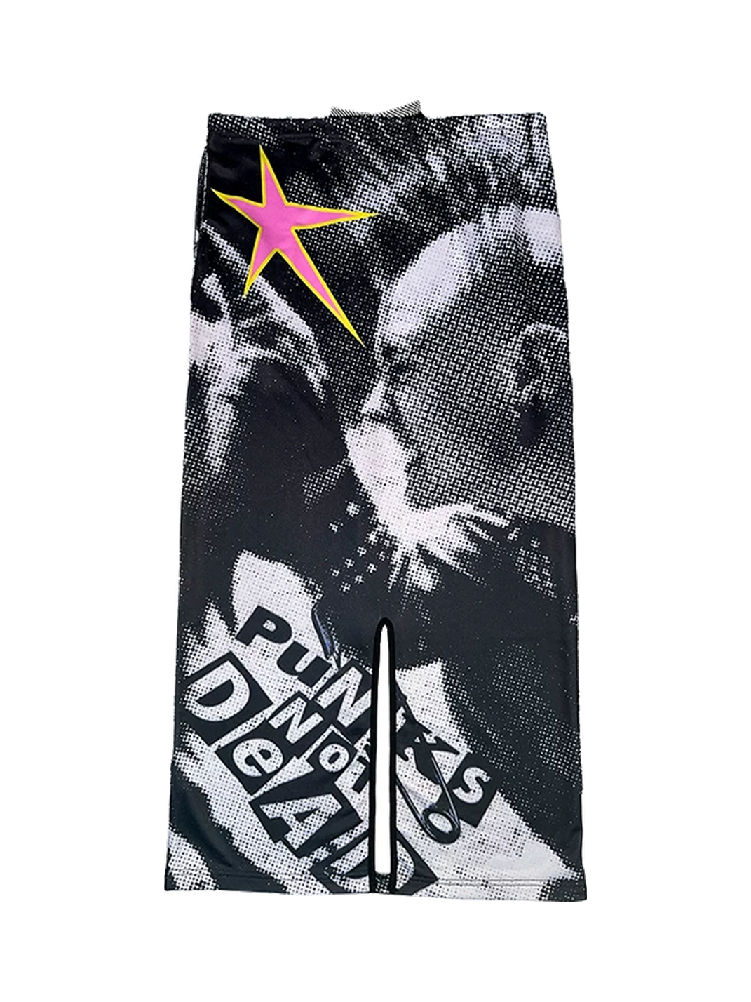 Punk Star Print Drawstring Maxi Skirt - View 2