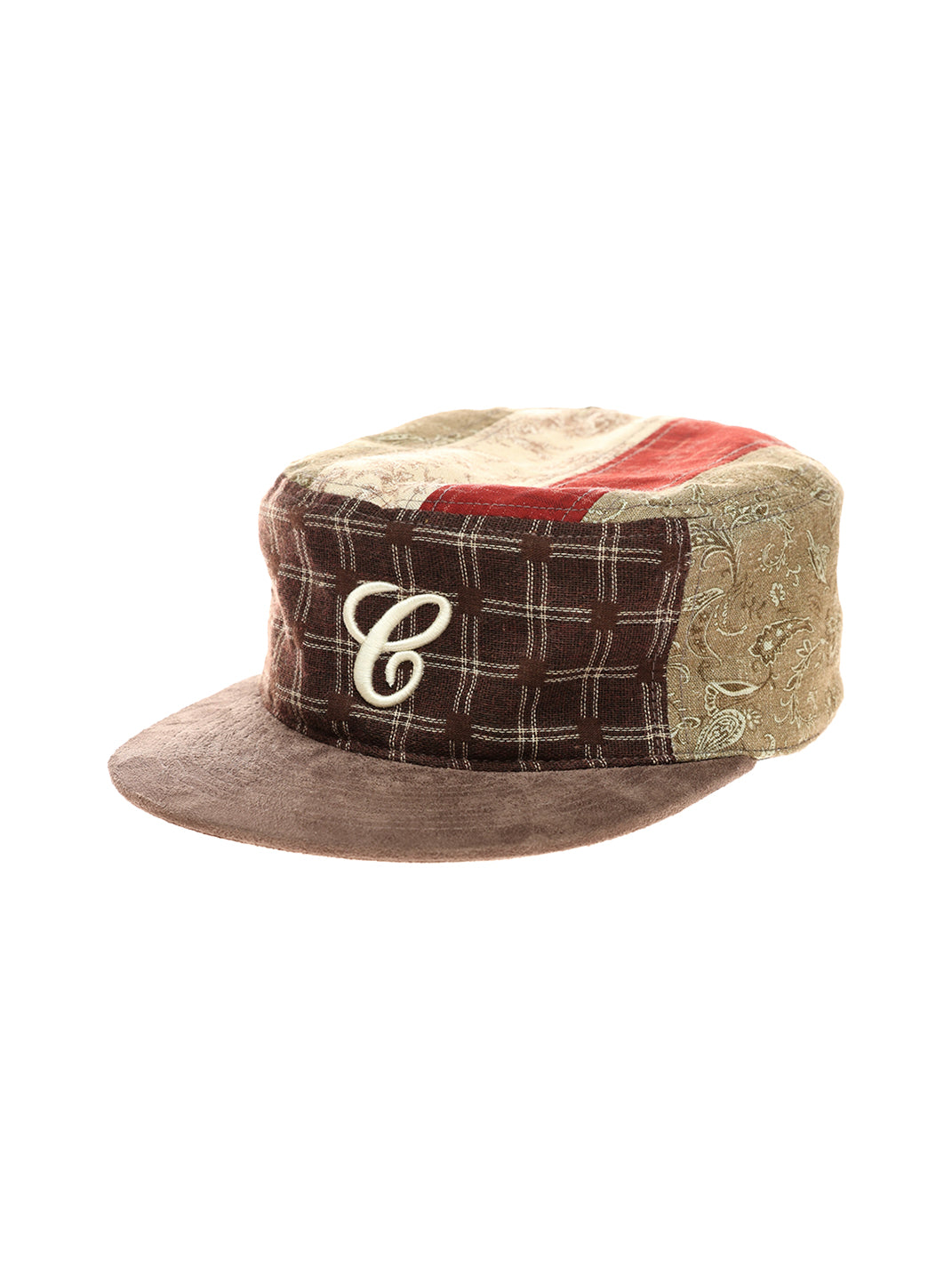 C-Embroidered Flat-Crown Cap - Mixed Patchwork - Product angle - view 1