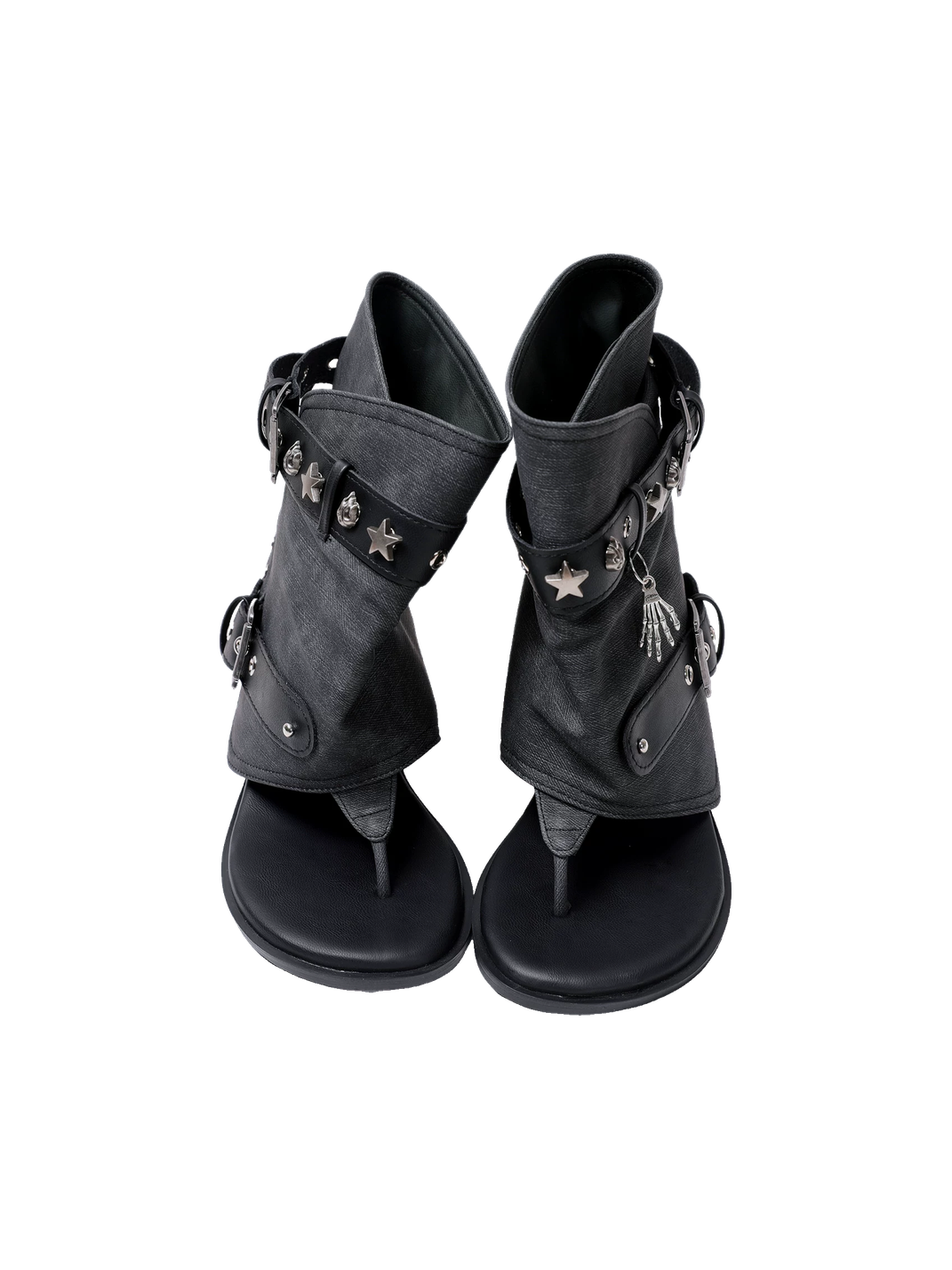 Denim Thong Buckle Ankle Sandal Boots - View 9