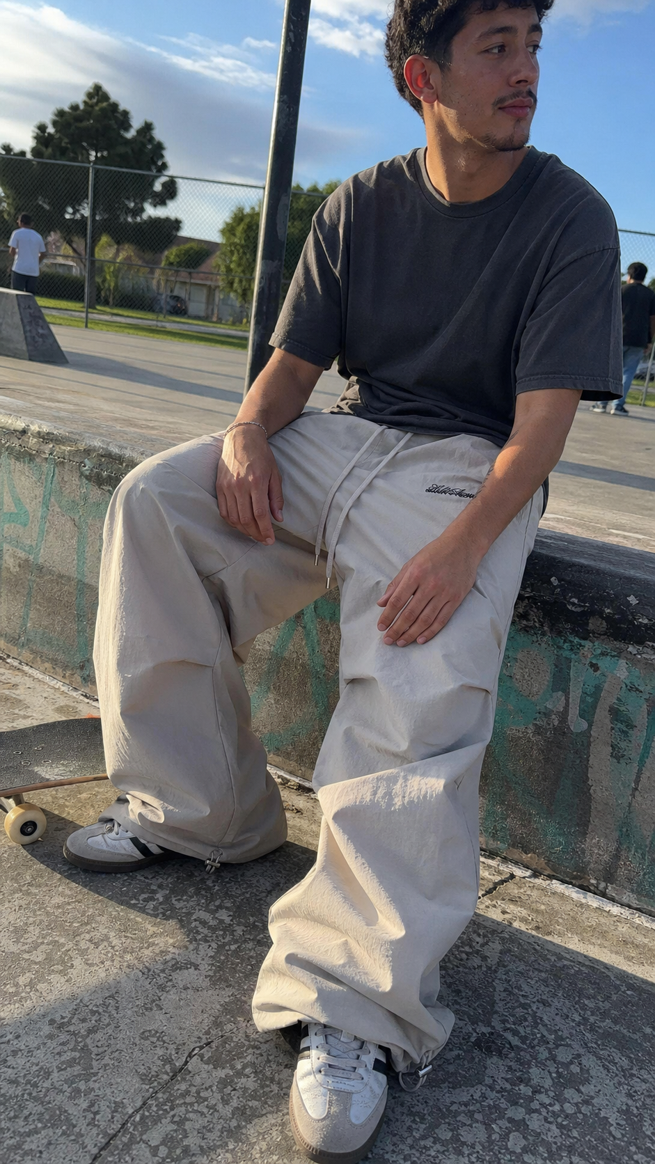 Desert Drift Parachute Pants UGC skatepark candid