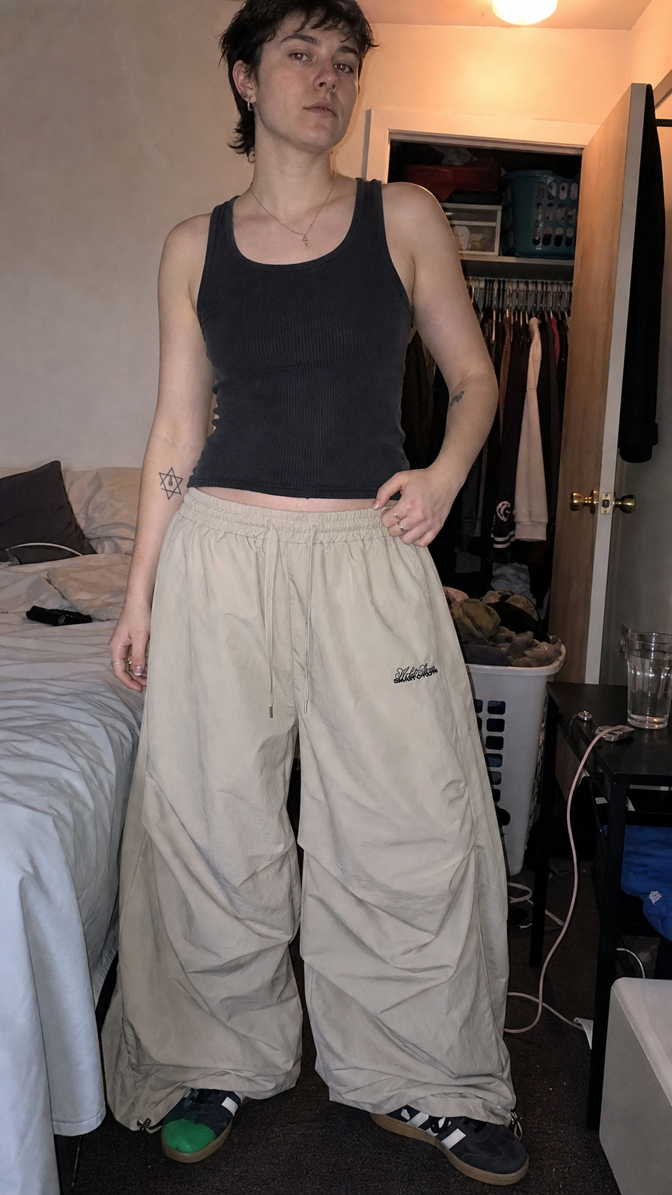 Desert Drift Parachute Pants UGC bedroom fit-check