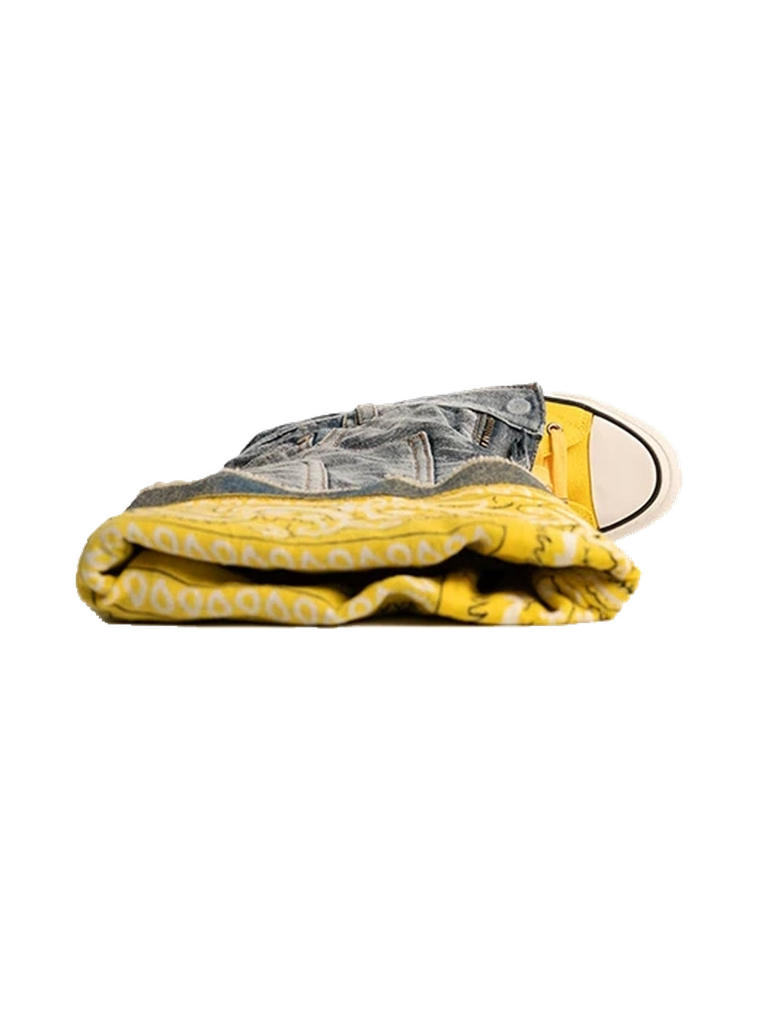 Detachable Denim-Shaft Colorblock Canvas Boots - view 10
