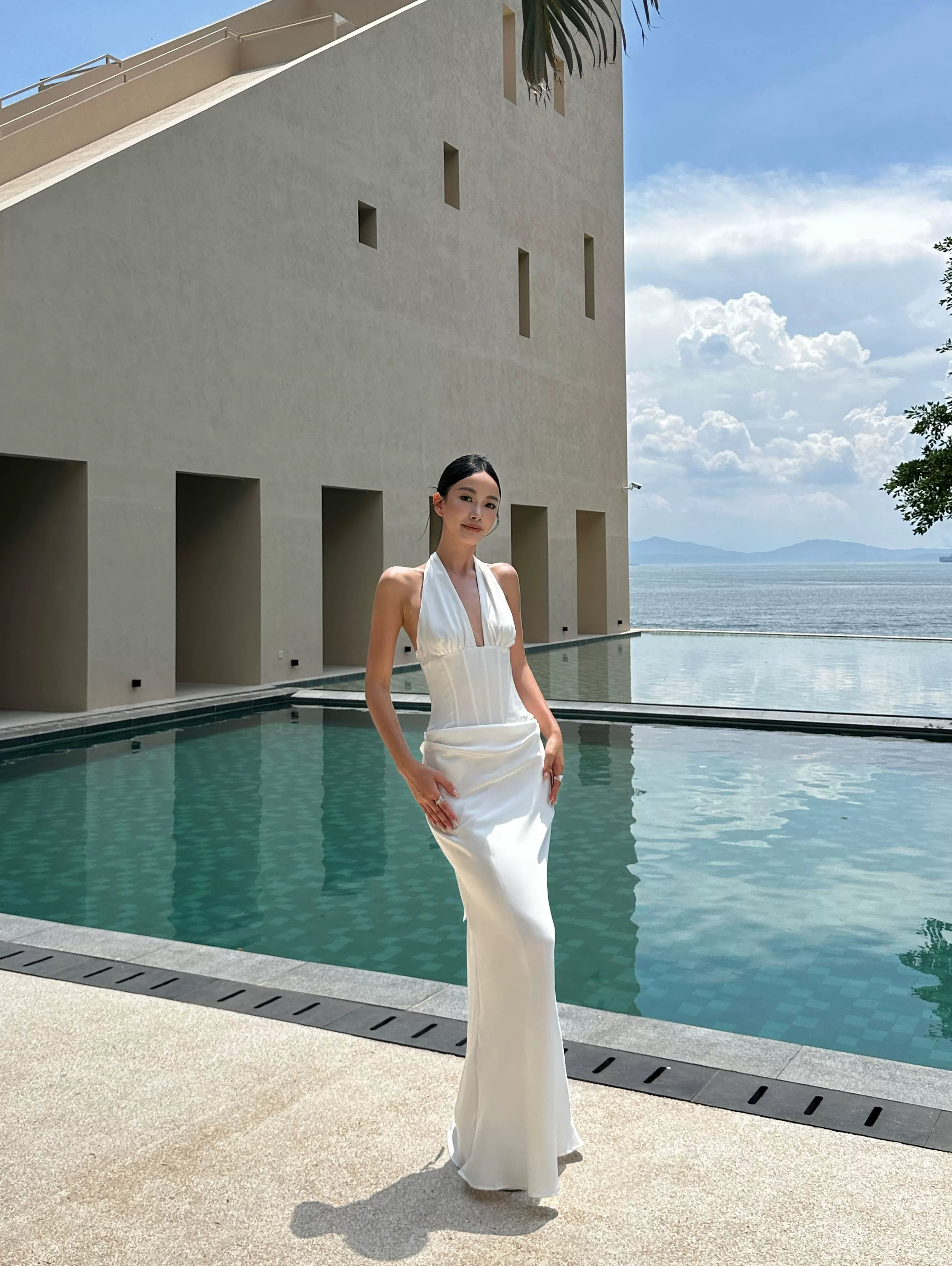 Satin Halter Backless Maxi Dress product view 2