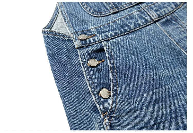 Vintage-Wash Wide-Leg Denim Overalls product view 5