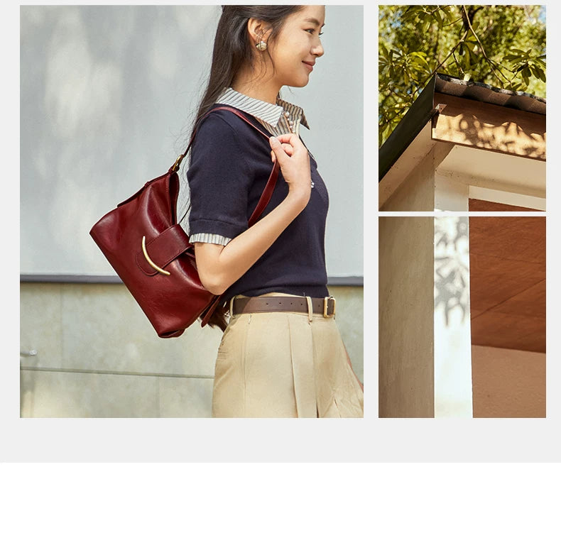 Draped Leather Shoulder Bag product view 1