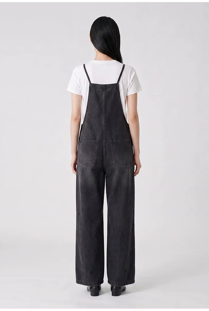Washed Black Denim Overalls product view 2