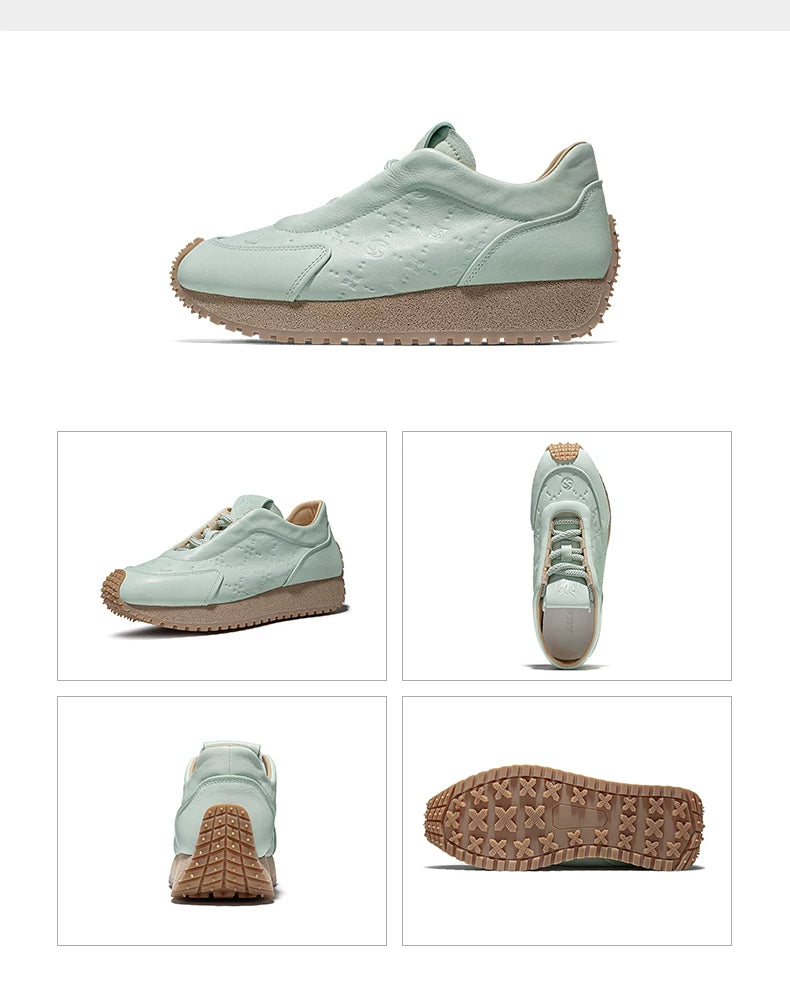 Sculpted Spike-Sole Leather Sneakers product view 6