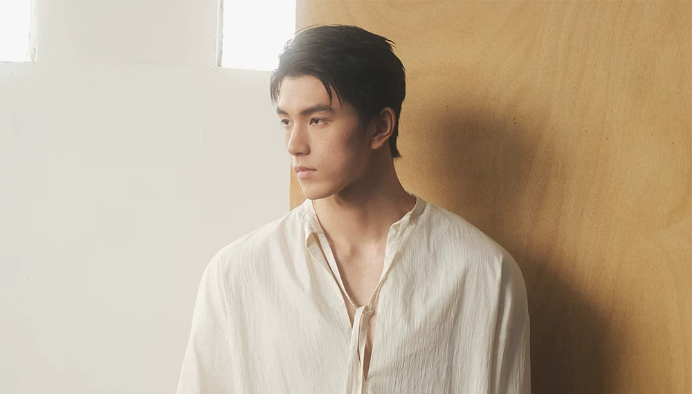 Ribbon-Tie Relaxed Long-Sleeve Shirt product view 6