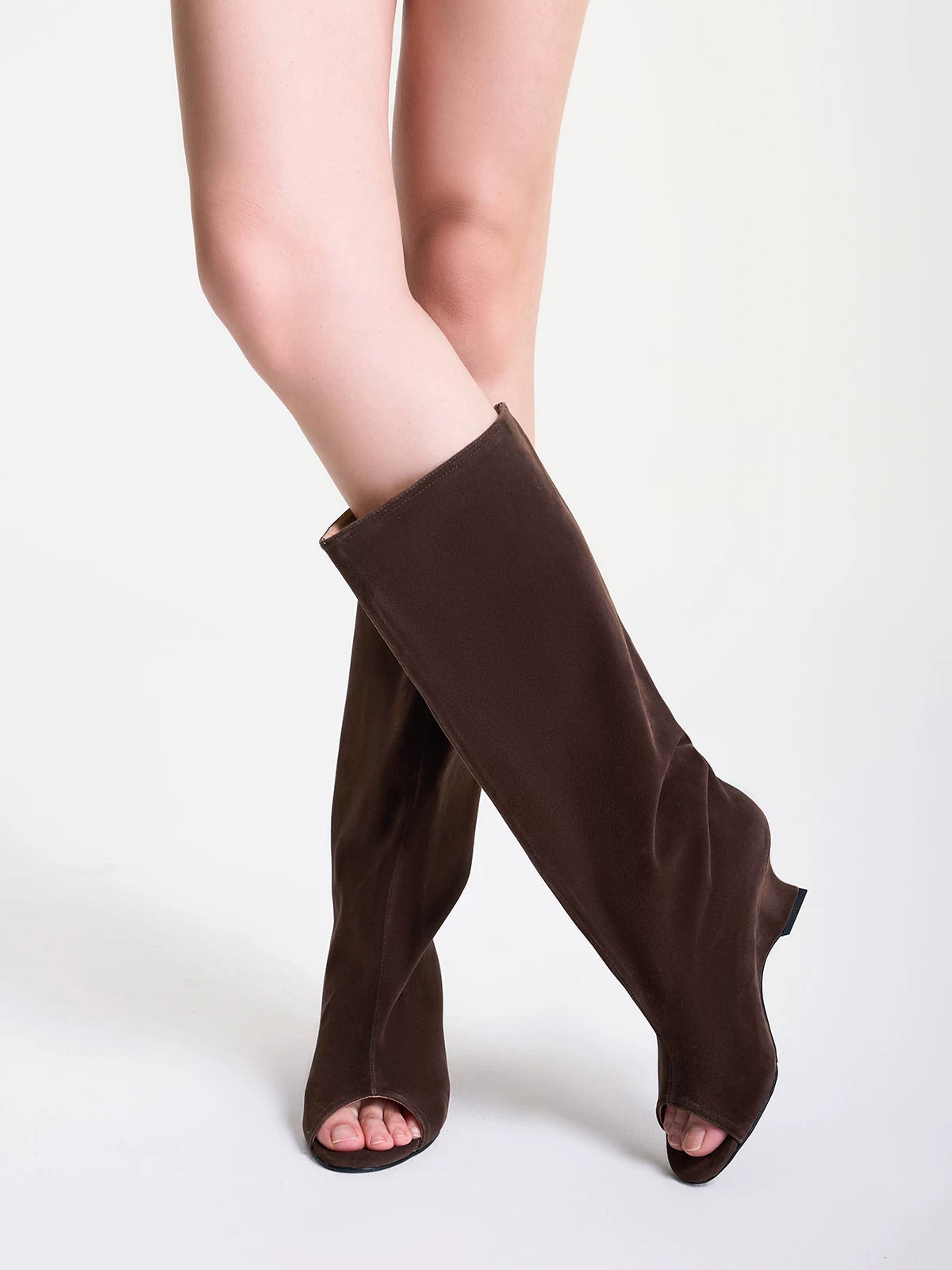 Peep-Toe Wide-Shaft Wedge Boots product view 5