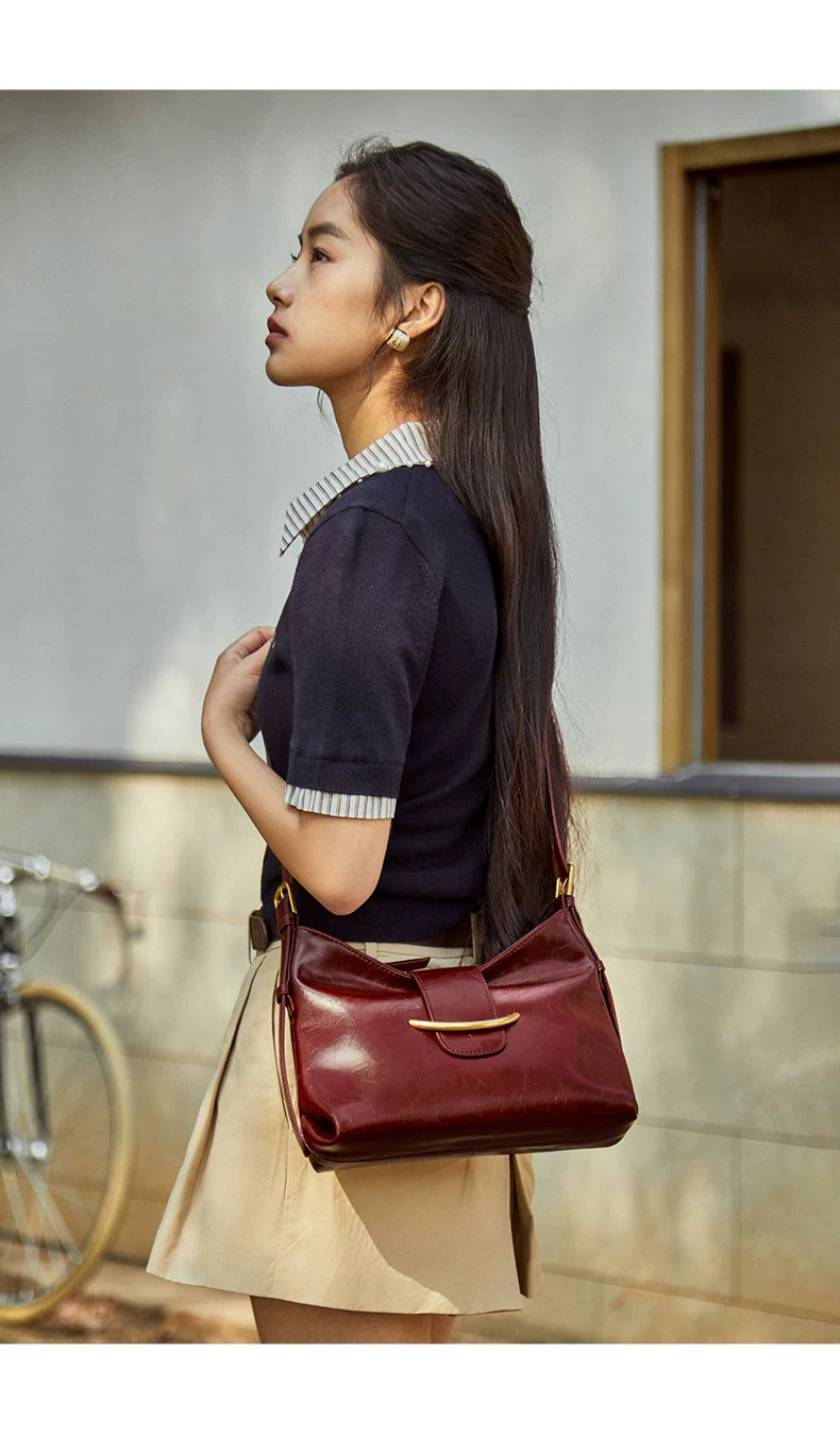 Draped Leather Shoulder Bag product view 3