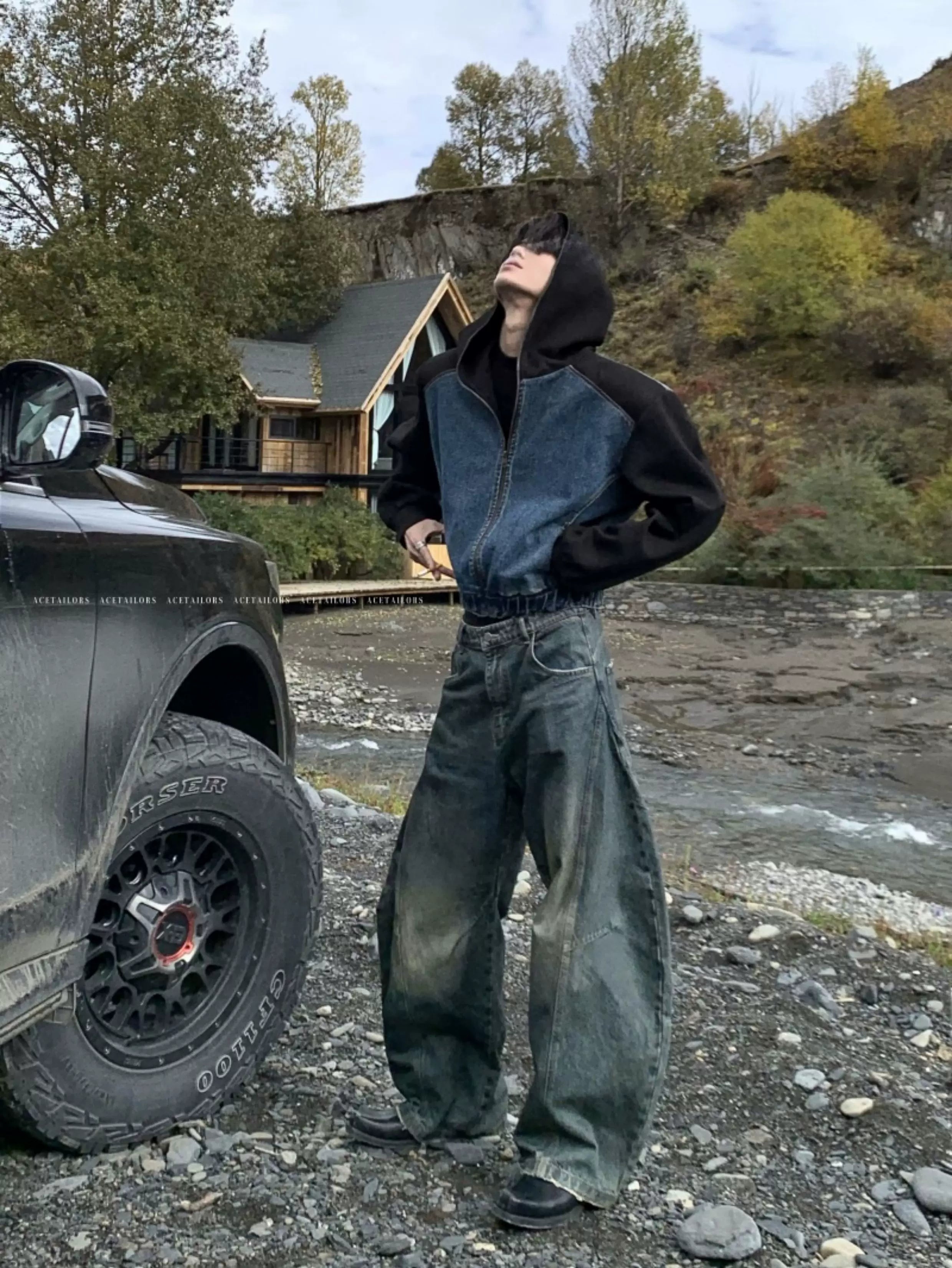Denim-Panel Hooded Jacket product view 6