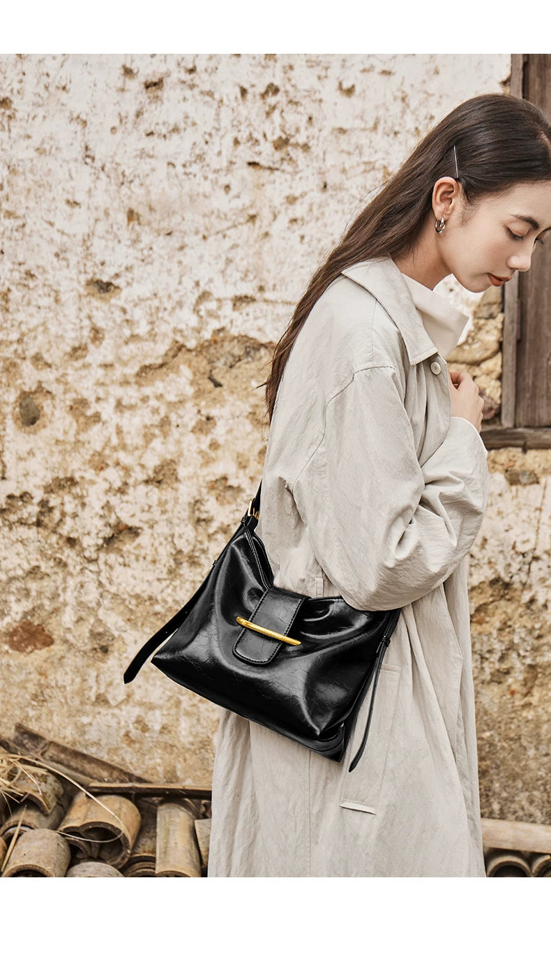 Draped Leather Shoulder Bag product view 5